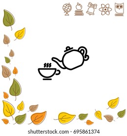 Web line icon. Cup and teapot, Tea ceremony