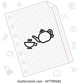 Web line icon. Cup and teapot, Tea ceremony