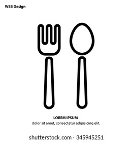 Web line icon. Cutlery (fork and spoon)