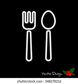 Web line icon. Cutlery (fork and spoon)