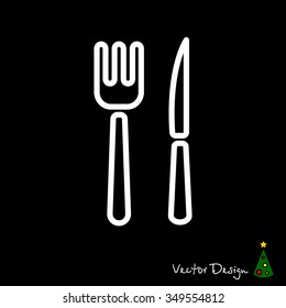 Web line icon. Cutlery (fork, knife)