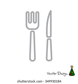 Web line icon. Cutlery (fork, knife)