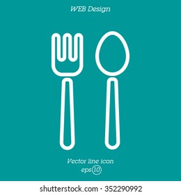 Web line icon. Cutlery (fork and spoon)