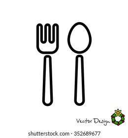 Web line icon. Cutlery (fork and spoon)