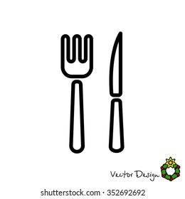 Web line icon. Cutlery (fork, knife)