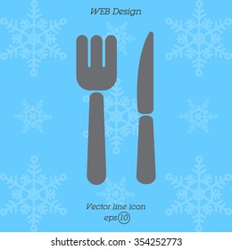 Web line icon. Cutlery (fork, knife)