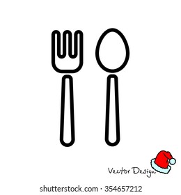 Web line icon. Cutlery (fork and spoon)