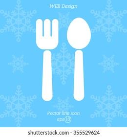 Web line icon. Cutlery (fork and spoon)