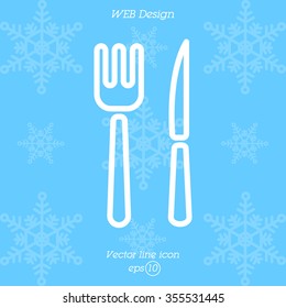 Web line icon. Cutlery (fork, knife)