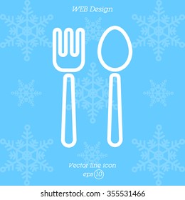 Web line icon. Cutlery (fork and spoon)