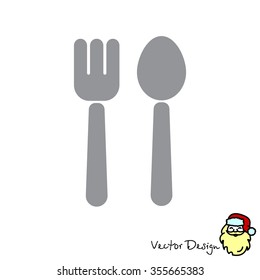 Web line icon. Cutlery (fork and spoon)