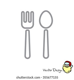 Web line icon. Cutlery (fork and spoon)