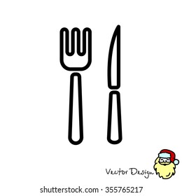 Web line icon. Cutlery (fork, knife)
