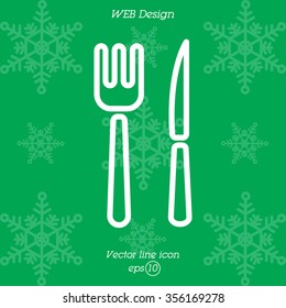 Web line icon. Cutlery (fork, knife)