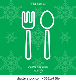Web line icon. Cutlery (fork and spoon)