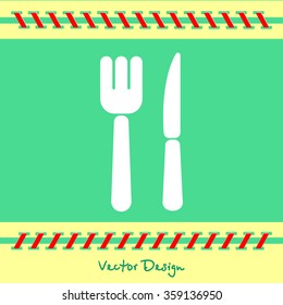 Web line icon. Cutlery (fork, knife)