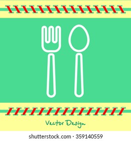 Web line icon. Cutlery (fork and spoon)