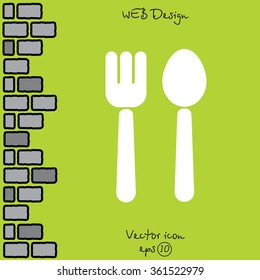 Web line icon. Cutlery (fork and spoon)