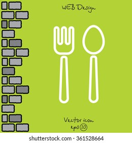 Web line icon. Cutlery (fork and spoon)