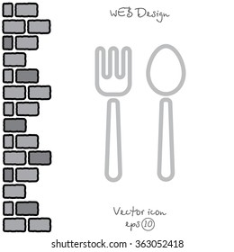 Web line icon. Cutlery (fork and spoon)