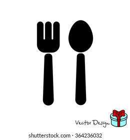 Web line icon. Cutlery (fork and spoon)