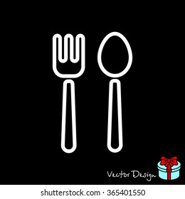 Web line icon. Cutlery (fork and spoon)