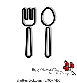 Web line icon. Cutlery (fork and spoon)