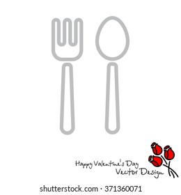 Web line icon. Cutlery (fork and spoon)