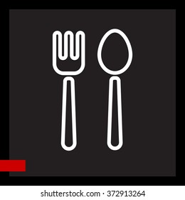 Web line icon. Cutlery (fork and spoon)