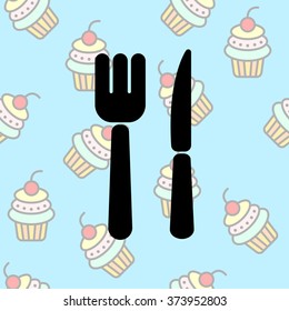 Web line icon. Cutlery (fork, knife)