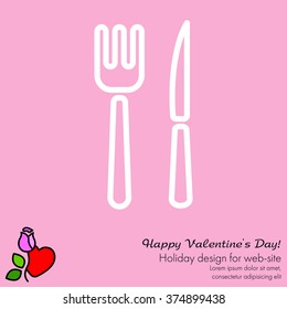 Web line icon. Cutlery (fork, knife)