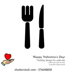 Web line icon. Cutlery (fork, knife)