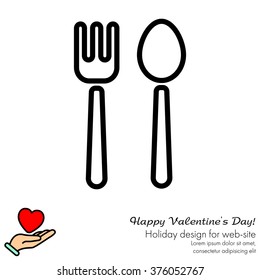 Web line icon. Cutlery (fork and spoon)