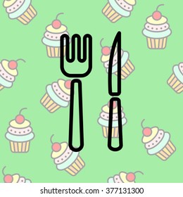 Web line icon. Cutlery (fork, knife)