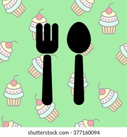 Web line icon. Cutlery (fork and spoon)