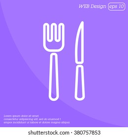 Web line icon. Cutlery (fork, knife)
