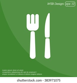 Web line icon. Cutlery (fork, knife)