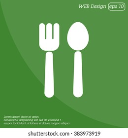 Web line icon. Cutlery (fork and spoon)