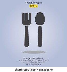 Web line icon. Cutlery (fork and spoon)