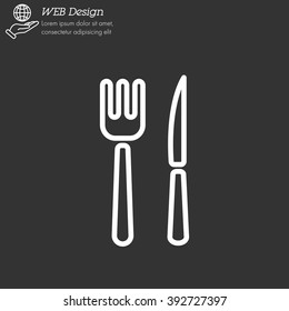 Web line icon. Cutlery (fork, knife)