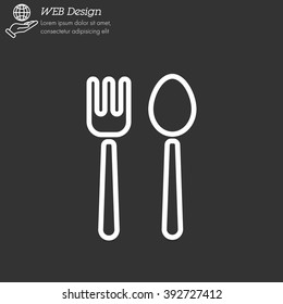Web line icon. Cutlery (fork and spoon)