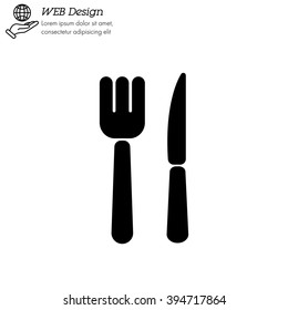 Web line icon. Cutlery (fork, knife)