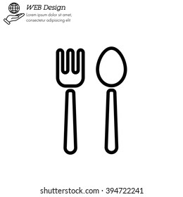 Web line icon. Cutlery (fork and spoon)