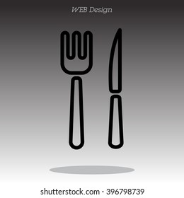 Web line icon. Cutlery (fork, knife)
