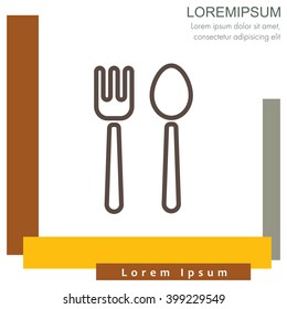 Web line icon. Cutlery (fork and spoon)