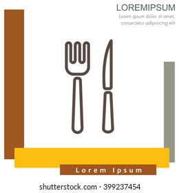 Web line icon. Cutlery (fork, knife)