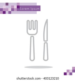 Web line icon. Cutlery (fork, knife)