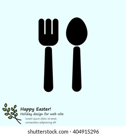 Web line icon. Cutlery (fork and spoon)