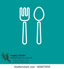Web line icon. Cutlery (fork and spoon)
