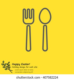 Web line icon. Cutlery (fork and spoon)
